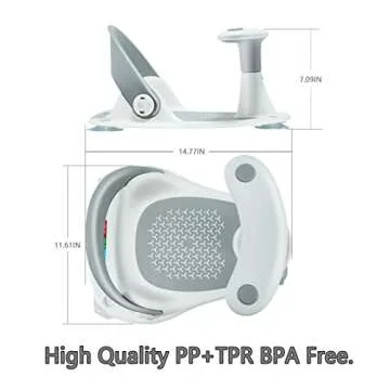 Baby Bath Seat [Original] – 3 Bath Toys + Shower Cap + Bath Brush + Thermometer + Rinse Cup – 4 Anti-Slip Suction Cups – Soft Silicone Cushion – Foldable Design – Ideal Gift for Infants 6-36 Months!