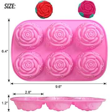 2 Pack Flexible Silicone Rose Molds for Baking and Crafts
