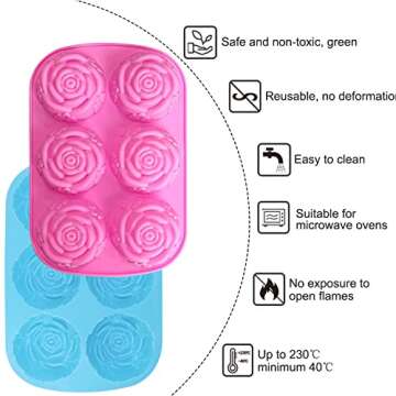 Flexible Silicone Rose Mold for Baking and Crafts