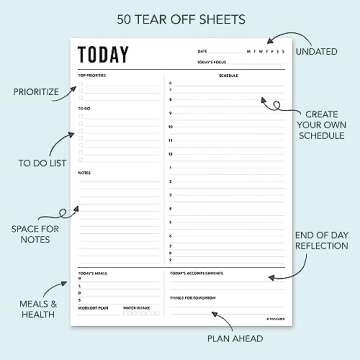 Daily Planner Notepad Undated 2pk, 50 Sheets Tear Off, 8.5" x 11" To Do List Notebook, To Do Planner...