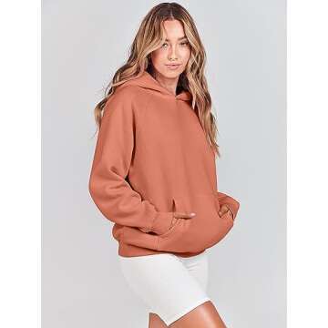 ANRABESS Women Hoodies Oversized Fleece Long Sleeve Comfy Casual Basic Pullover Sweatshirts 2025 Fall Outfits Sweater Rust X-Large