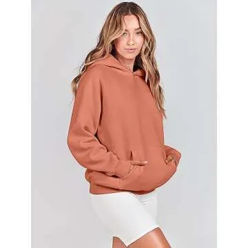 ANRABESS Women Hoodies Oversized Fleece Long Sleeve Comfy Casual Basic Pullover Sweatshirts 2025 Fall Outfits Sweater Rust X-Large