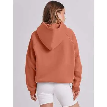 ANRABESS Women Hoodies Oversized Fleece Long Sleeve Comfy Casual Basic Pullover Sweatshirts 2025 Fall Outfits Sweater Rust X-Large