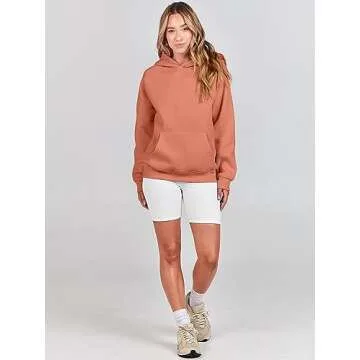 ANRABESS Women Hoodies Oversized Fleece Long Sleeve Comfy Casual Basic Pullover Sweatshirts 2025 Fall Outfits Sweater Rust X-Large