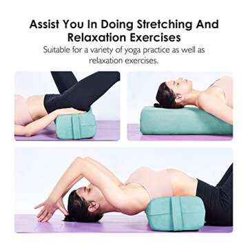 REEHUT Yoga Bolster Pillow, Comfortable Meditation Pillow of Mixed Density, Covered with Machine Washable Suede Pillowcase with Handle (Turquoise)