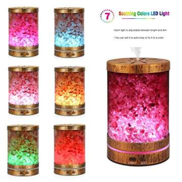 Sheoolor Essential Oil Diffuser Humidifier,120ml Bronze Himalayan Salt Lamp Diffuser with 7 Color Lights, Ultrasonic Aromatherapy Diffuser Waterless Auto-Off & Reduce Noise Design for Baby Room