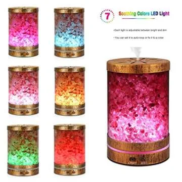 Sheoolor Essential Oil Diffuser Humidifier,120ml Bronze Himalayan Salt Lamp Diffuser with 7 Color Lights, Ultrasonic Aromatherapy Diffuser Waterless Auto-Off & Reduce Noise Design for Baby Room