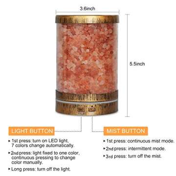 Sheoolor Essential Oil Diffuser Humidifier,120ml Bronze Himalayan Salt Lamp Diffuser with 7 Color Lights, Ultrasonic Aromatherapy Diffuser Waterless Auto-Off & Reduce Noise Design for Baby Room