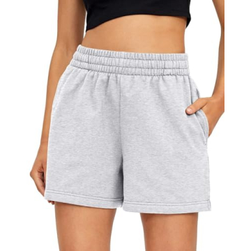 AUTOMET Women's Casual Sweat Shorts with Pockets and Drawstrings