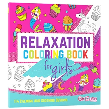GirlZone Relaxation Coloring Book for Kids Ages 4+, Arts and Crafts Unicorn Coloring Books with 114 ...