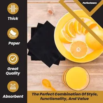 Perfectware 2ply Black Beverage Napkins. 2Ply Cocktail Black Napkins. 10 x 10 Black Beverage Napkin., Pack of 300ct