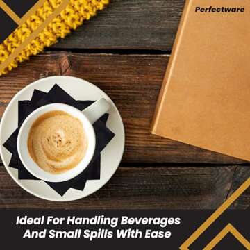 Perfectware 2ply Black Beverage Napkins. 2Ply Cocktail Black Napkins. 10 x 10 Black Beverage Napkin., Pack of 300ct