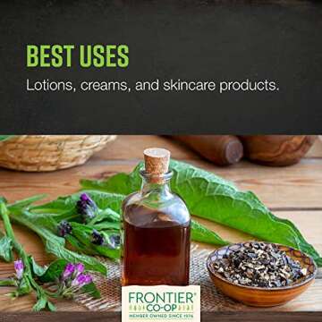 Frontier Co-op Dried Comfrey Leaf, 1lb Bulk Bag, Cut & Sifted - Organic & Natural Comfrey Herb, Kosher - For Lotions, Creams, and Hair Rinses