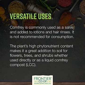 Frontier Co-op Dried Comfrey Leaf, 1lb Bulk Bag, Cut & Sifted - Organic & Natural Comfrey Herb, Kosher - For Lotions, Creams, and Hair Rinses