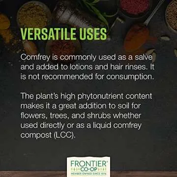Frontier Co-op Dried Comfrey Leaf, 1lb Bulk Bag, Cut & Sifted - Organic & Natural Comfrey Herb, Kosher - For Lotions, Creams, and Hair Rinses