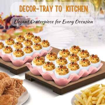 Flexzion 12 Cups Ceramic Egg Holder - Whole Dozen Porcelain Egg Tray Container Keeper Storage Organi...