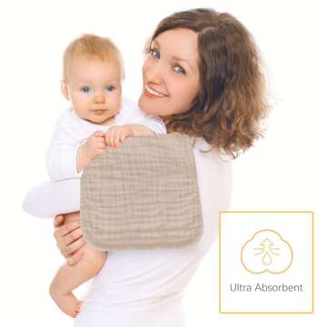 Lovely Care 12 Pack Muslin Burp Cloths 100% Cotton Muslin Cloths Large 20''x10'' Extra Soft and Abso...