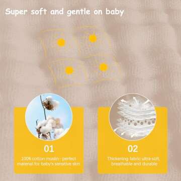 Lovely Care 12 Pack Muslin Burp Cloths 100% Cotton Muslin Cloths Large 20''x10'' Extra Soft and Absorbent Baby Burping Cloth - Brown