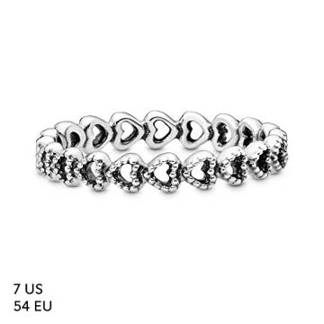 Pandora Band of Hearts Ring in Silver - Size 7 Gift Box