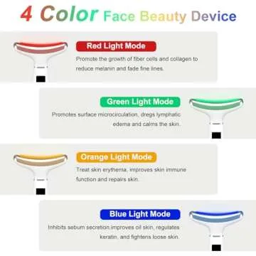Red-Light-Therapy-for-Face and Neck, Anti-Aging Facial and Neck Massager, Soothing and Relaxing Face Massager Device with 4 Color LED Therapy, Vibration and Thermal Functions for Skin Care (White)