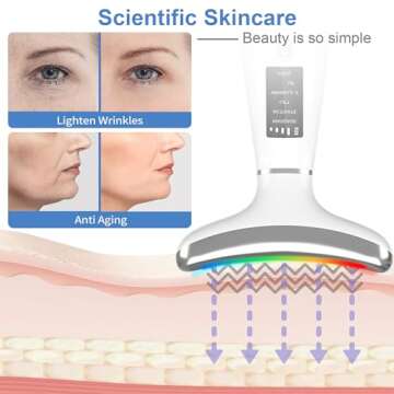 Red-Light-Therapy-for-Face and Neck, Anti-Aging Facial and Neck Massager, Soothing and Relaxing Face Massager Device with 4 Color LED Therapy, Vibration and Thermal Functions for Skin Care (White)