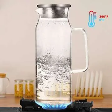 BOTTLE BOTTLE 50 oz Glass Pitcher Heat Resistant for Drinks