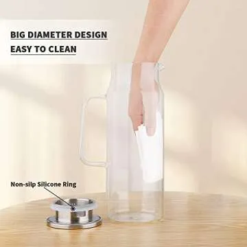 BOTTLE BOTTLE 50 oz Glass Pitcher Heat Resistant for Drinks