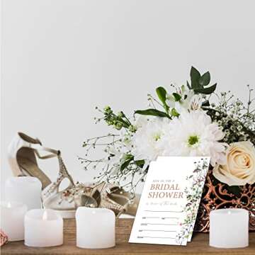 Wildflowers Bridal Shower Invitations with Envelopes 25 Pcs