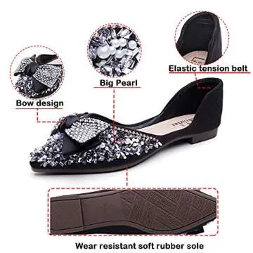 Stylish QXCGDYXT Rhinestone Dress Flats for Women