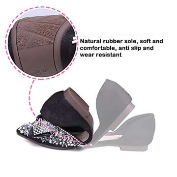 QXCGDYXT Flats Shoes Women Rhinestone Wedding Flats Comfort Pointed Toe Ballet Flat Shoe Low Heel Dress Shoes Sparkly Flats for Women Black-1 Size - 7.5