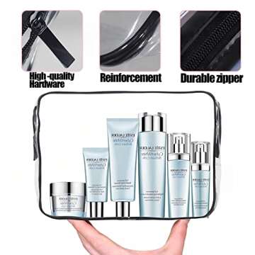 EVDIAGD TSA-Approved Clear Cosmetic Bag, 4 Pcs Waterproof Clear Plastic Cosmetic Makeup Bags, Transp...