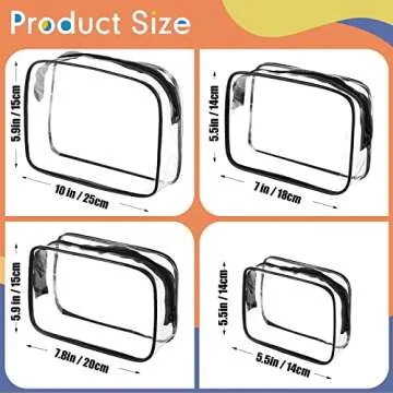 EVDIAGD TSA-Approved Clear Cosmetic Bag, 4 Pcs Waterproof Clear Plastic Cosmetic Makeup Bags, Transparent Packing Organizer Storage Bags.Christmas Gift for Mother,Wife,Grilfriends(Black).