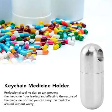 Package Stainless Steel Case Keychain, Small Box Bottle Holder, Stainless Steel Pocket for Men Purse Pocket Outdoor EDC Tool Kit (Capsule Compartment)