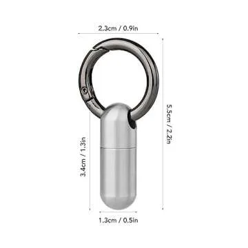Package Stainless Steel Case Keychain, Small Box Bottle Holder, Stainless Steel Pocket for Men Purse Pocket Outdoor EDC Tool Kit (Capsule Compartment)
