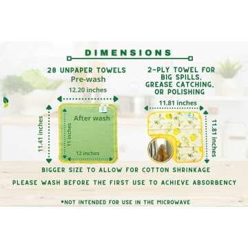 Eco Friendly Reusable Paper Towels Roll - 29 Pack