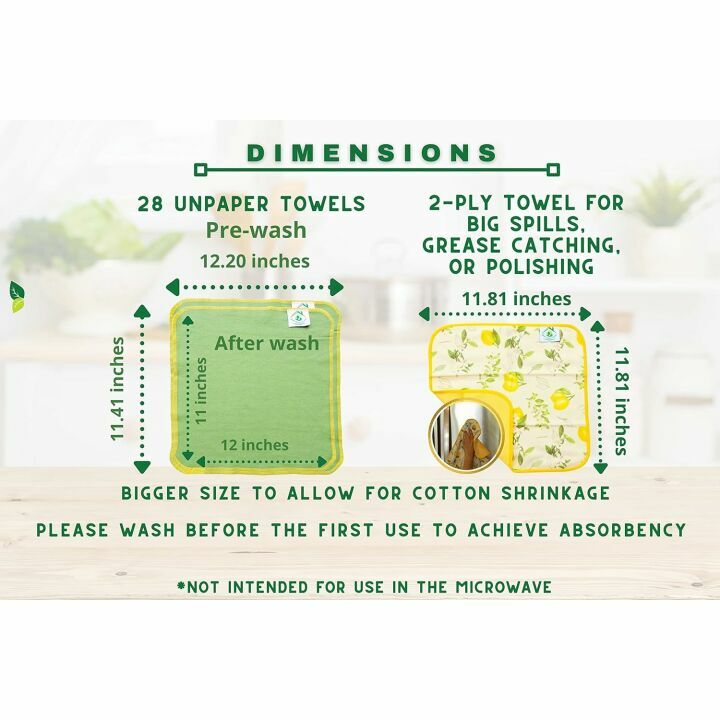 Eco Friendly Reusable Paper Towels Roll - 29 Pack