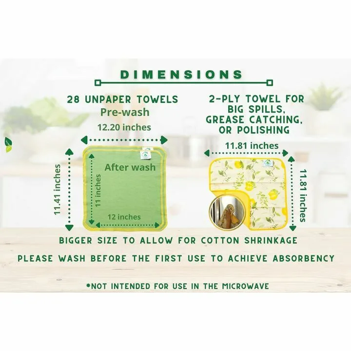 Eco Friendly Reusable Paper Towels Roll - 29 Pack