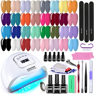 JODSONE Gel Nail Polish Kit with U V Light for Nail 32 Colors Soak Off Nail Gel Polish Set Manicure ...