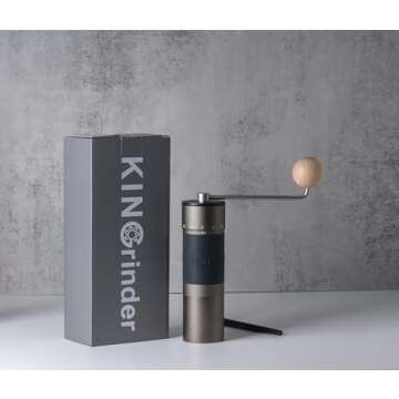 KINGrinder K6 Manual Hand Coffee Grinder with Straight Handle for French Press, Drip, Espresso with Assembly Consistency Stainless Steel Conical Burr Mill, 35g Capacity