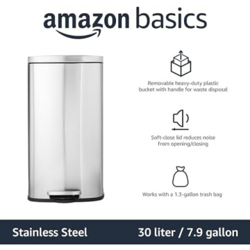 Elegant 30L Stainless Steel Trash Can with Pedal