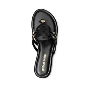 DREAM PAIRS Flip Flops for Women Comfortable Thong Flat Sandals for Summers Dress Beach,Size 6,Black,DWUMFF2508