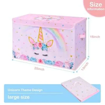 WERNNSAI Toy Box for Girls - Collapsible Storage Bin