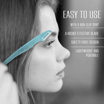 6 Pack Nylea Precision Eyebrow Razor Face Shaper Trimmer with Protective Cover Short Head Design & Gel Handle for Shaping, Disposable Facial Hair Remover & Dermaplaning Shaving Tool for Men & Women