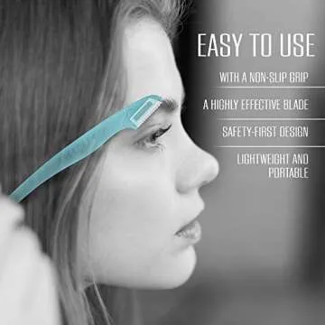 6 Pack Nylea Precision Eyebrow Razor Face Shaper Trimmer with Protective Cover Short Head Design & Gel Handle for Shaping, Disposable Facial Hair Remover & Dermaplaning Shaving Tool for Men & Women