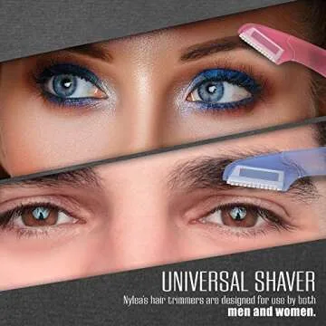 6 Pack Nylea Precision Eyebrow Razor Face Shaper Trimmer with Protective Cover Short Head Design & Gel Handle for Shaping, Disposable Facial Hair Remover & Dermaplaning Shaving Tool for Men & Women