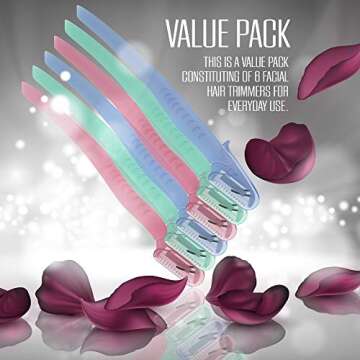 6 Pack Nylea Precision Eyebrow Razor Face Shaper Trimmer with Protective Cover Short Head Design & Gel Handle for Shaping, Disposable Facial Hair Remover & Dermaplaning Shaving Tool for Men & Women