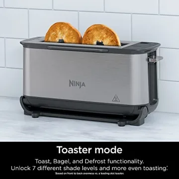 Ninja ST101 Foodi 2-in-1 Flip Toaster, 2-Slice Capacity, Compact Toaster Oven, Snack Maker, Reheat, Defrost, 1500 Watts, Stainless Steel, 6 Functions