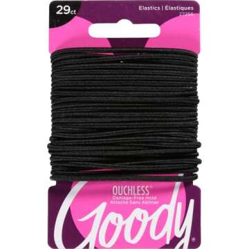 Goody Ouchless Womens Elastic Hair Tie - 29 Count, Black - 2MM for Fine to Medium Hair - Pain-Free H...