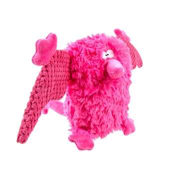 goDog PlayClean Pterodactyl Squeaky Plush Dog Toy with Odor-Eliminating Essential Oils, Chew Guard Technology - Pink, Large