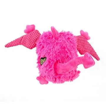 goDog PlayClean Pterodactyl Squeaky Plush Dog Toy with Odor-Eliminating Essential Oils, Chew Guard Technology - Pink, Large